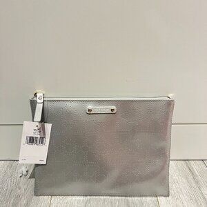 NWT KATE SPADE Metro Spade Women's Silver Patent Leather LG Pouch Clutch Bag